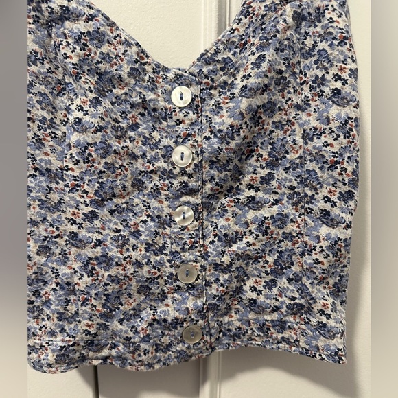 Abercrombie & Fitch Pleated Blue Floral Linen Blend Camisole Size XS Women’s - Picture 2 of 11